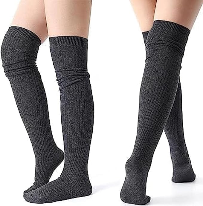 VAIDUE Warm Winter Knee High Socks for Women Black, Stretchable Free Size (S M) (1 Pair) Long woolen socks for Girls & women, Thick Socks Support For Cold Weather, Regular use, Running, Hiking, Work - Image 2