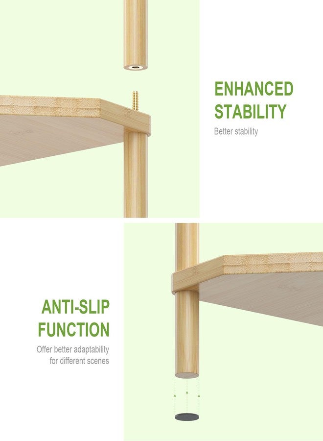 Wisuce Corner Shelf Stand - 5 Tier Natural Bamboo Small Corner Bookshelf for Office Kitchen Bedroom Plant Stand Living Room Decor Small Space - Image 5