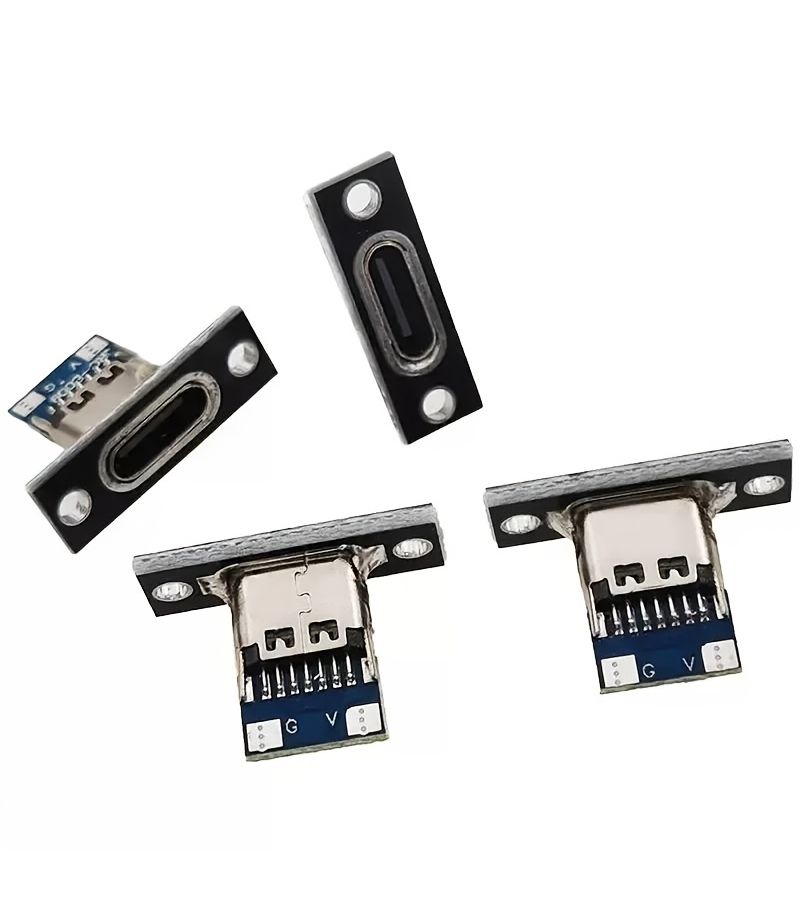Set Of 10 Type C USB 3.1 Female Connectors 4 Pin Charging Port Screw Fixing Plate For Diy Projects - Image 3