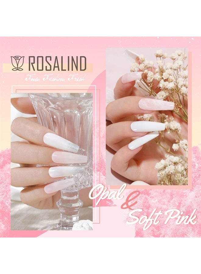 Rosalind Soft Pink&Opal Extension Gel, 2 PCS 60ml Opal Poly Nail Gel kit Soft Pink Nail Builder for Nail Art Decoration, Nail Thickening Poly Nail Gel Tube Easy to DIY Use Need UV Lamp - Image 2