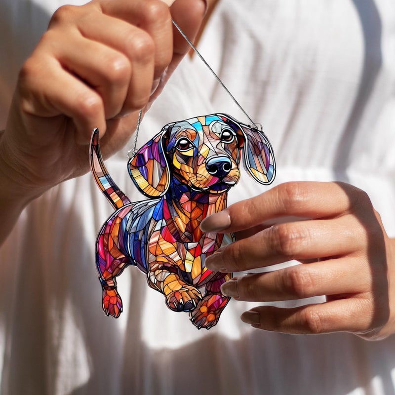 BOYESE Colorful Dogs Acrylic Suncatcher Ornament for Window Decor, Acrylic Suncatcher Window Hanging Decor, Dog Lovers Gifts for Women, Dogs Christmas Ornaments for Tree Hanging (Dachshund) - Image 2