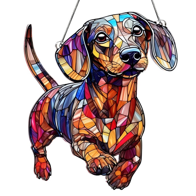 BOYESE Colorful Dogs Acrylic Suncatcher Ornament for Window Decor, Acrylic Suncatcher Window Hanging Decor, Dog Lovers Gifts for Women, Dogs Christmas Ornaments for Tree Hanging (Dachshund) - Image 1
