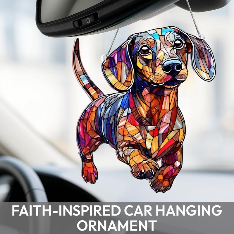 BOYESE Colorful Dogs Acrylic Suncatcher Ornament for Window Decor, Acrylic Suncatcher Window Hanging Decor, Dog Lovers Gifts for Women, Dogs Christmas Ornaments for Tree Hanging (Dachshund) - Image 3