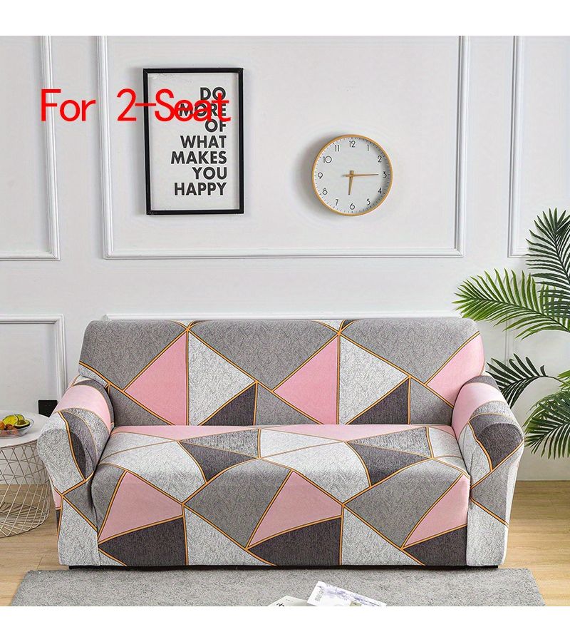 Geometric Pattern Printed Elastic Sofa Cover For 3-Seat Four Seasons Home Use Living Room Combination Concubine Protective Anti Slip L Shaped Cushion Cover Include One Pillowcase Fabric Weight 125g - Image 5