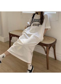 Summer Korean Style Korean Large Size Women's Clothing Casual Long Dress For Chubby Girls Loose Over-the-knee T-shirt Long Dress Women's Nightdress