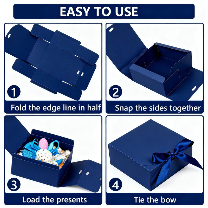 Wluseaxi 12Pack Small Gift Boxes With Lids For Presents  4.5''X4.5''X2'' Blue Gift Boxes With Ribbons  Party Boxes For Packaging Wedding  Present  Birthday  Holiday  Galentine'S Day(Blue) - Image 5