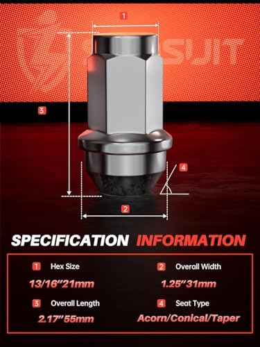 Sposuit M14x2.0 Lug Nuts - Replacement for 2003-2014 Ford Expedition, 2004-2014 F-150 - OEM Factory Style Chrome Lug Nut# 4L3Z1012A, 7L1Z1012A, 611288, 9100042, BD142978(24 Pcs) - Image 2