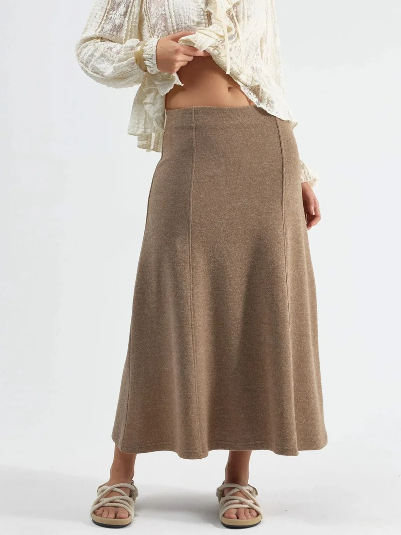 بوسيم BUSEM Soft Textured A-Line Midi Skirt