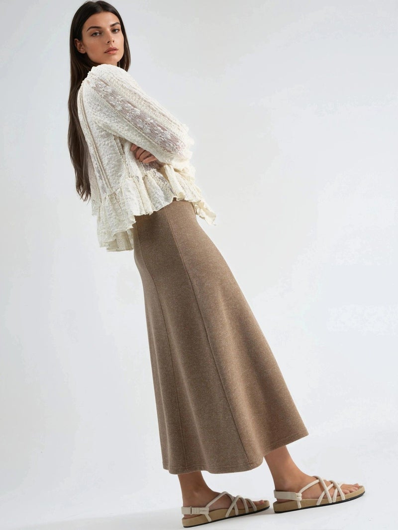 BUSEM Soft Textured A-Line Midi Skirt - Image 2