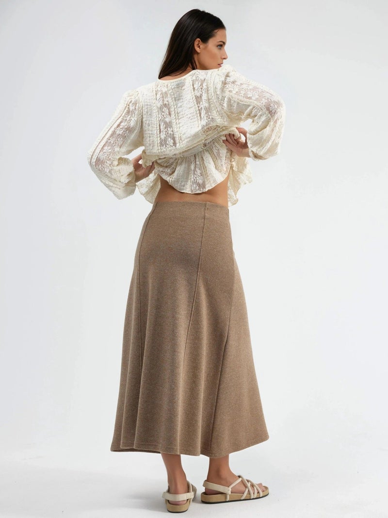 BUSEM Soft Textured A-Line Midi Skirt - Image 3