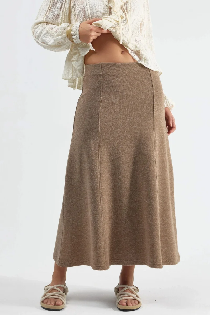 بوسيم BUSEM Soft Textured A-Line Midi Skirt