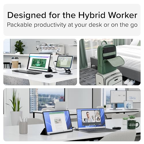 Plugable 15.6" USB-C Portable Monitor with 100W Pass-Through Charging | 2X USB-C 10Gbps Hub | FHD 1920x1080 IPS Display for Mac, Windows, iPad, Smartphone | 1.85lbs, Travel Cover/Stand Included - Image 5