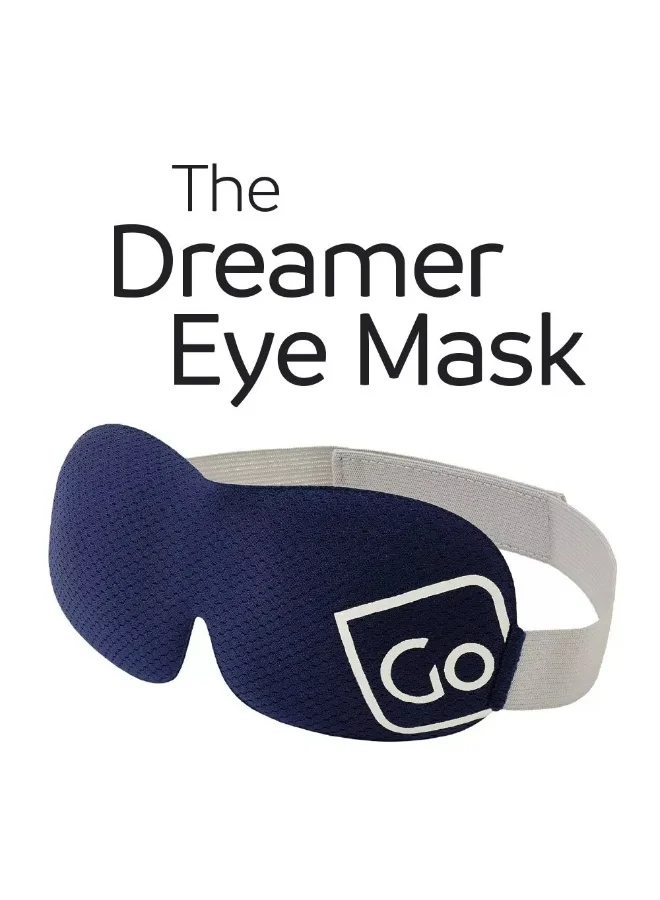 جو ترافيل قناع النوم GO Dreamer GO733.101 باللون الأزرق الداكن، يحجب الضوء بنسبة 100% مع سدادات أذن للسفر والنوم