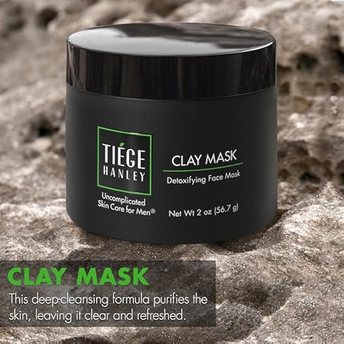 Tiege Hanley Detoxifying Facial Clay Mask for Men, Deep Pore Cleansing Charcoal Face Mask With Natural Kaolin Clay and Aloe, Absorbs Oil & Reduces Appearance of Pores, Men’s Skin Care, 2 Oz - Image 3