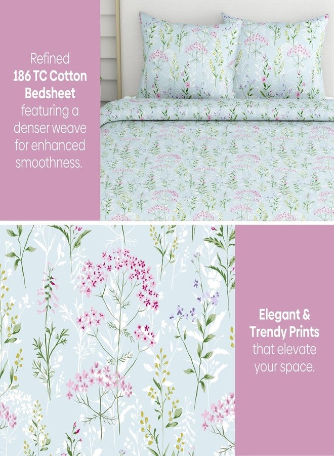haus & kinder Bedsheet,100% Cotton Double Bed Sheet, 186 TC Pure Cotton Bedsheet for Queen Size Bed, with 2 Pillow Covers, (100 x 90 Inches) - Elegant Blooms - Image 4