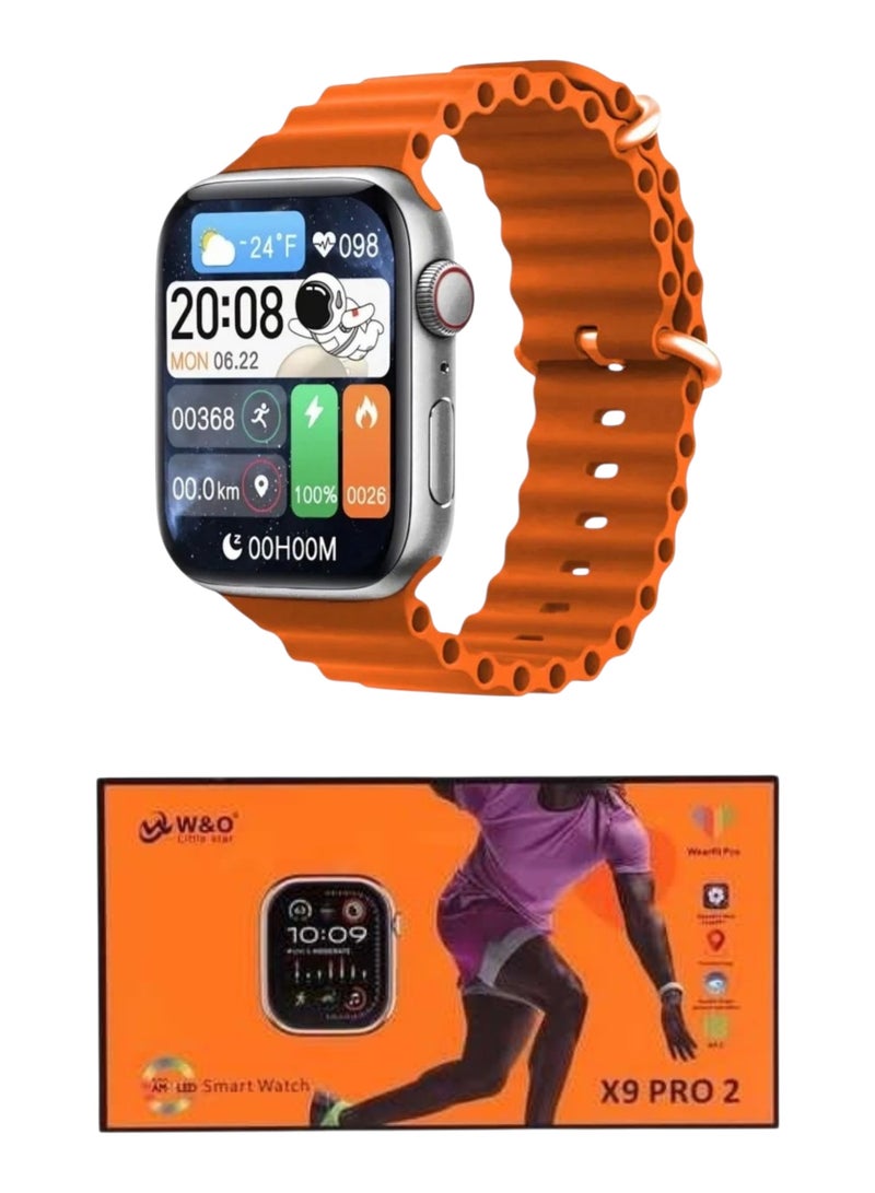 X9 Pro 2 Smart watch with Super AMOLED Display, GPT/NFC/Calling Support, Orange