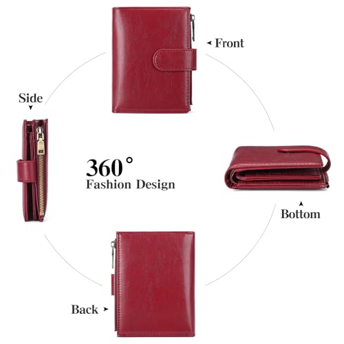 GAEKEAO Womens Wallet Small Leather RFID Blocking Bifold Zipper Pocket Wallet Card Case Purse with ID Window - Image 4