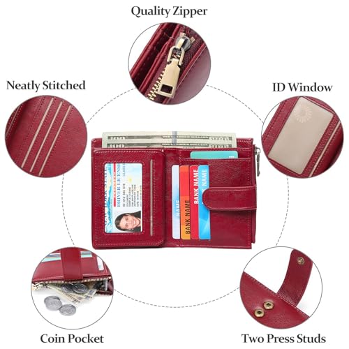 GAEKEAO Womens Wallet Small Leather RFID Blocking Bifold Zipper Pocket Wallet Card Case Purse with ID Window - Image 5