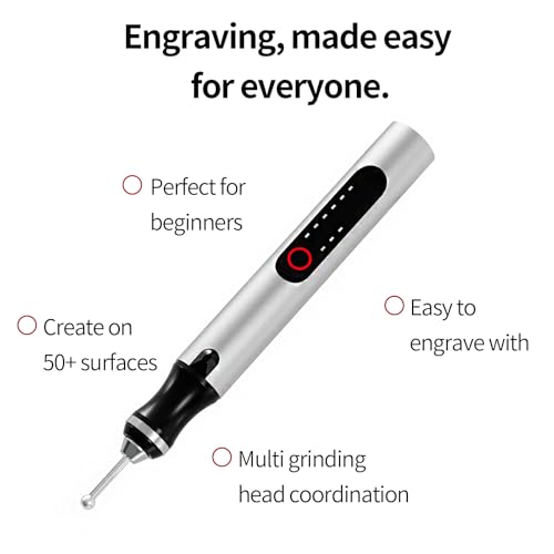 CBVCBV Wireless Engraving Pen Kit - Precision Tool for Artists & DIY | Engrave Jade, Wood, Metal, Polish Phone Chips | Smooth & Powerful with,engraver wood carving tool engraving machine！ (Silver + Black) - Image 2