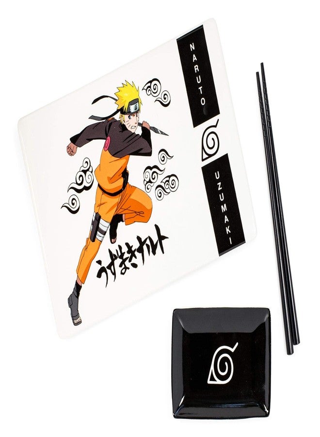 JUST FUNKY Naruto Shippuden 3-Piece Japanese Dinnerware Ceramic Sushi Set | Kitchen Set - Image 1