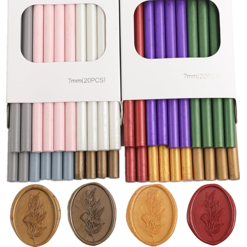 ONWINPOR Wax Seal Kit with Sealing Waxs Gun, 40 Pcs Waxseal Sticks, 10 Color Glue Gun Waxsealsticks, Eucalyptus Waxing Seal Stamp, 2 Color Marker Pens. Great for Wedding Invitations and Christmas Gifts (C02) - Image 2