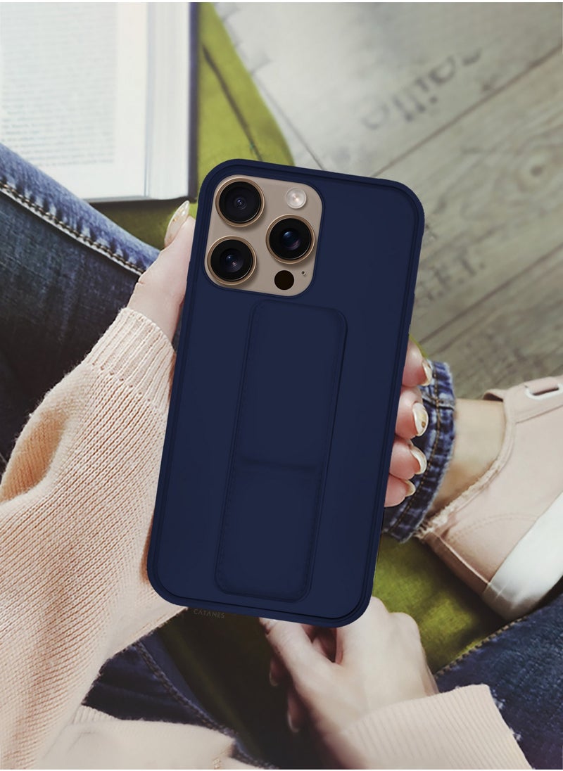 CATANES - ( for iPhone 16 Pro Max ) 3 Pack, 1 Case and 2 Screen Protectors Premium PU Leather Case with Stand Function Shockproof and Anti Scratch Finger Grip Case Cover / Dark Blue - Image 1