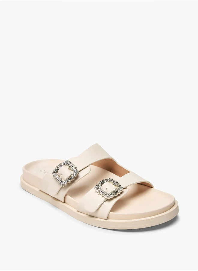 سيليست Women's Buckle Detail Slip-On Flat Sandals