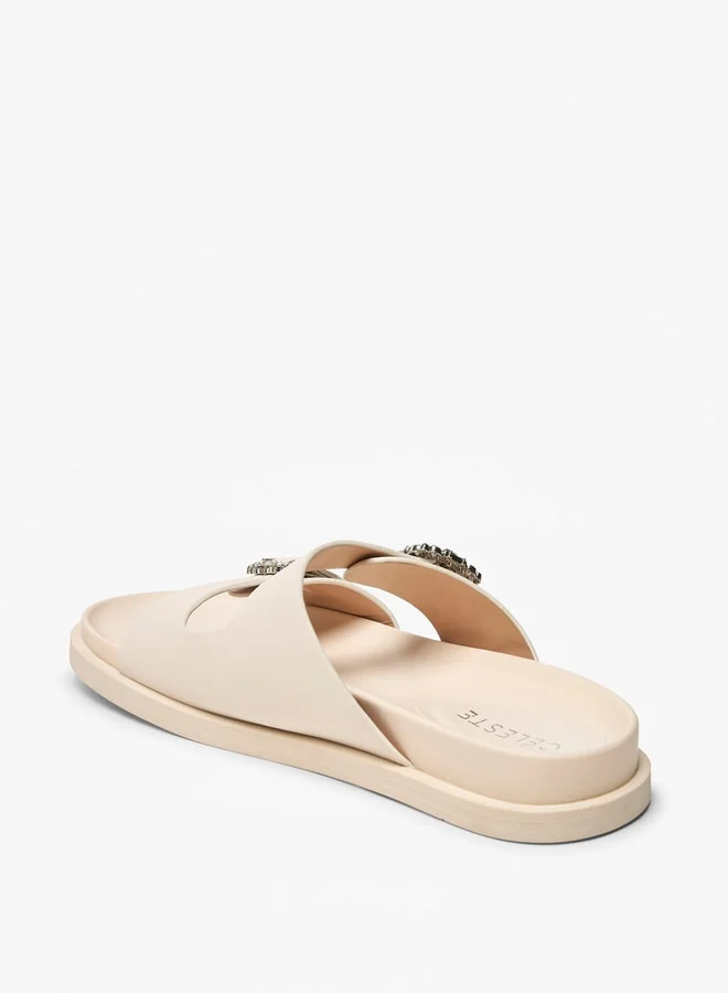 سيليست Women's Buckle Detail Slip-On Flat Sandals