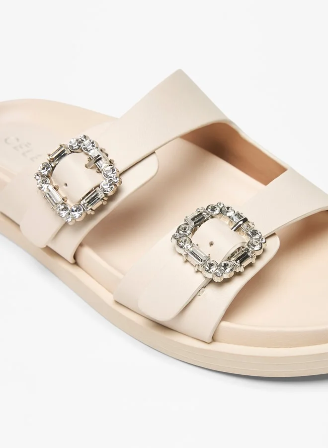 سيليست Women's Buckle Detail Slip-On Flat Sandals