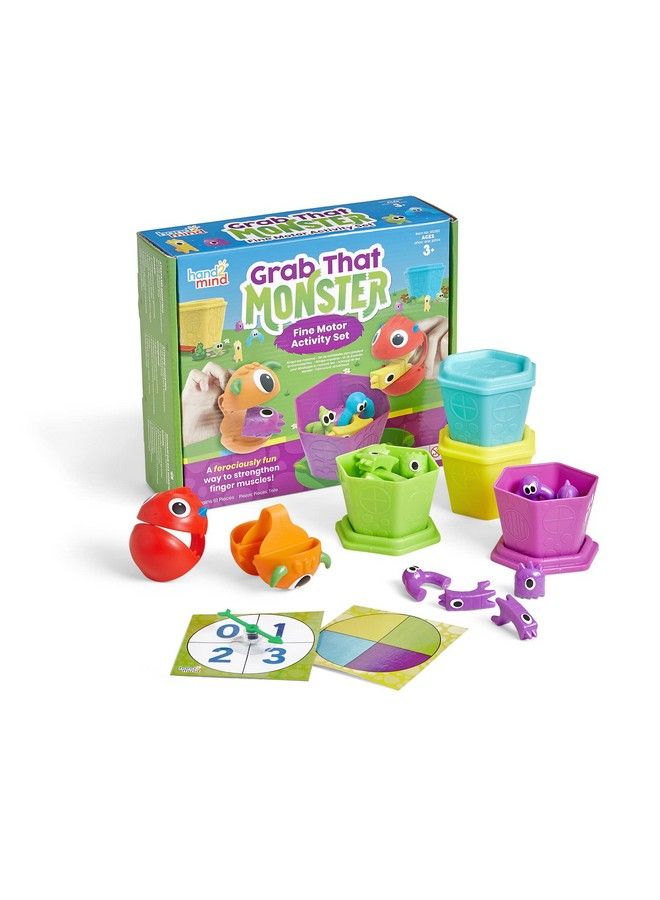 hand2mind Grab That Monster Fine Motor Activity Set Fine Motor Skills Games For Toddlers Occupational Therapy Toys Preschool Learning Activities Prewriting Toys Color Sorting Pincer Grasp Toys - Image 1