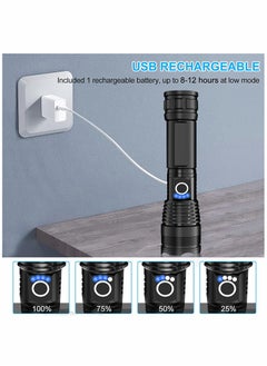 SYOSI Flashlight Led USB Rechargeable 5000 lumens Torch Light XHP50, Super Bright 5 Modes Flashlights IP67 Waterproof Zoomable for Outdoor Camping Hiking Emergency  - Image 4