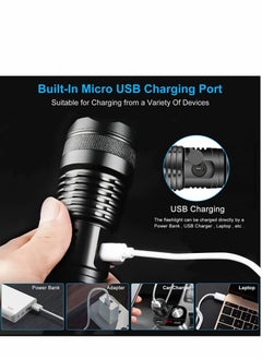 SYOSI Flashlight Led USB Rechargeable 5000 lumens Torch Light XHP50, Super Bright 5 Modes Flashlights IP67 Waterproof Zoomable for Outdoor Camping Hiking Emergency  - Image 5