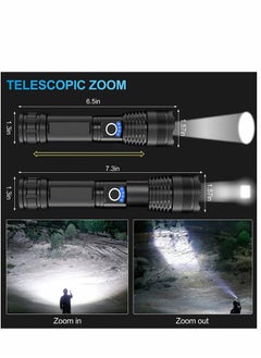 SYOSI Flashlight Led USB Rechargeable 5000 lumens Torch Light XHP50, Super Bright 5 Modes Flashlights IP67 Waterproof Zoomable for Outdoor Camping Hiking Emergency  - Image 3