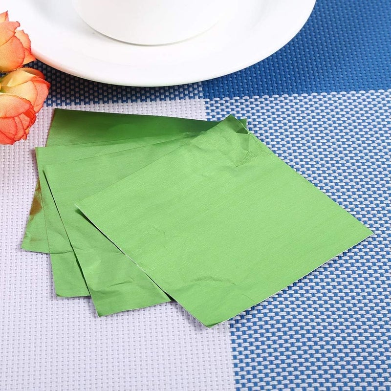 klarako foil wrappers, 100Pcs/Lot Square Candy Sweets Chocolate Lolly Foil Wrappers Confectionary 3" X 3" Multicolors(Green) - Image 4