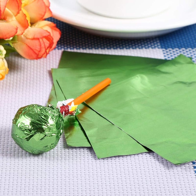 klarako foil wrappers, 100Pcs/Lot Square Candy Sweets Chocolate Lolly Foil Wrappers Confectionary 3" X 3" Multicolors(Green) - Image 5