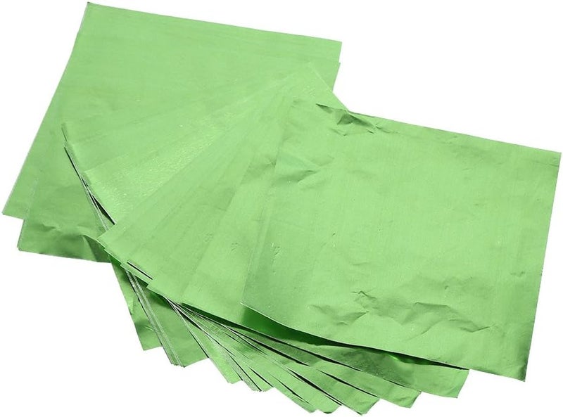 klarako foil wrappers, 100Pcs/Lot Square Candy Sweets Chocolate Lolly Foil Wrappers Confectionary 3" X 3" Multicolors(Green) - Image 1