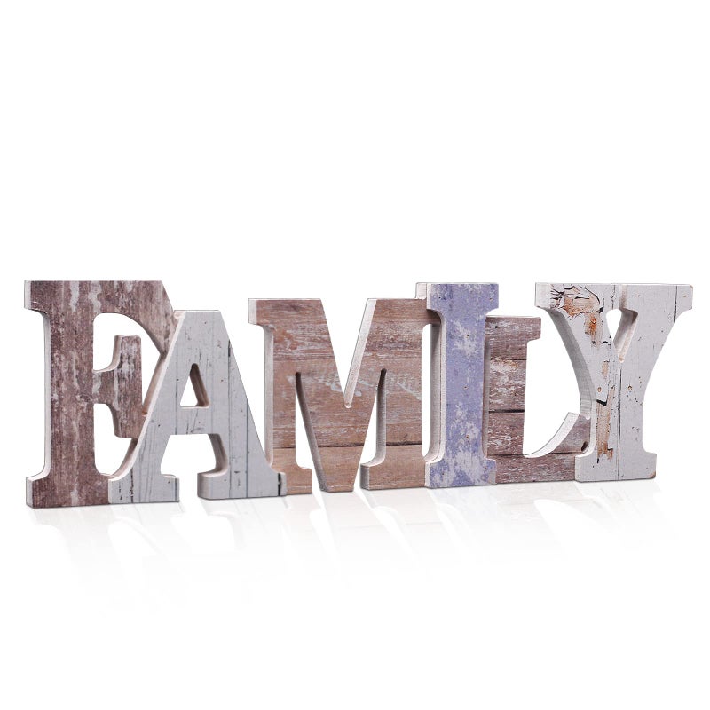 Wood Family Sign Decorative Art Wall Mount Free Standing Wooden Word Table Signs for Home Decor other