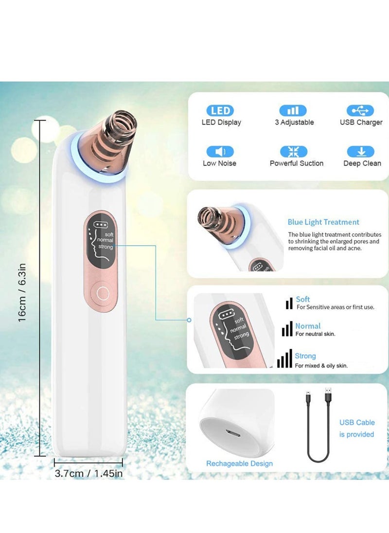 Generic - Blackhead Remover Pore Vacuum with 4 Replaceable Probes,USB Rechargeable ,Comedone Whitehead Extractor, LED Display, Upgraded Blue Light - Image 1