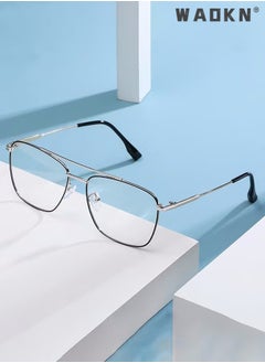 WAOKN Blue Light Blocking Glasses Blue Light Filter Computer Reading Gaming TV Phones Oversized Eyeglasses Fashion Anti Eyestrain Headache Eyewear Eyeglasses Anti Glare for Women Men Black Silver  - Image 4