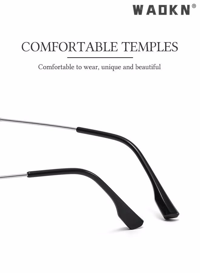 Blue Light Blocking Glasses Blue Light Filter Computer Reading Gaming TV Phones Oversized Eyeglasses Fashion Anti Eyestrain Headache Eyewear Eyeglasses Anti Glare for Women Men Black Silver