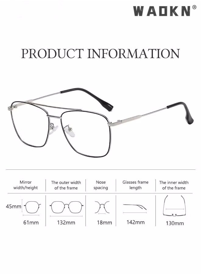 WAOKN Blue Light Blocking Glasses Blue Light Filter Computer Reading Gaming TV Phones Oversized Eyeglasses Fashion Anti Eyestrain Headache Eyewear Eyeglasses Anti Glare for Women Men Black Silver  - Image 5
