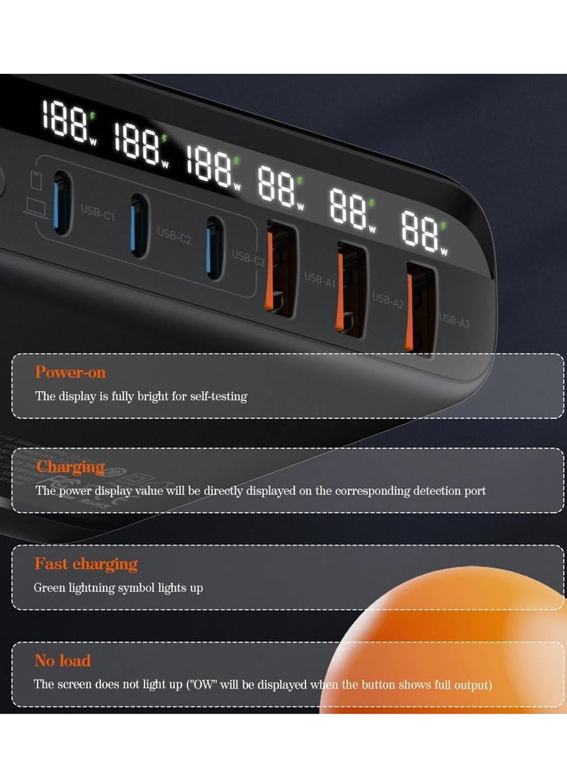 LDNIO - LDNIO A6140C 140W GaN Super Fast Desktop 6-Port Charger, EU Plug With Type-C To Type-C - Black - Image 1