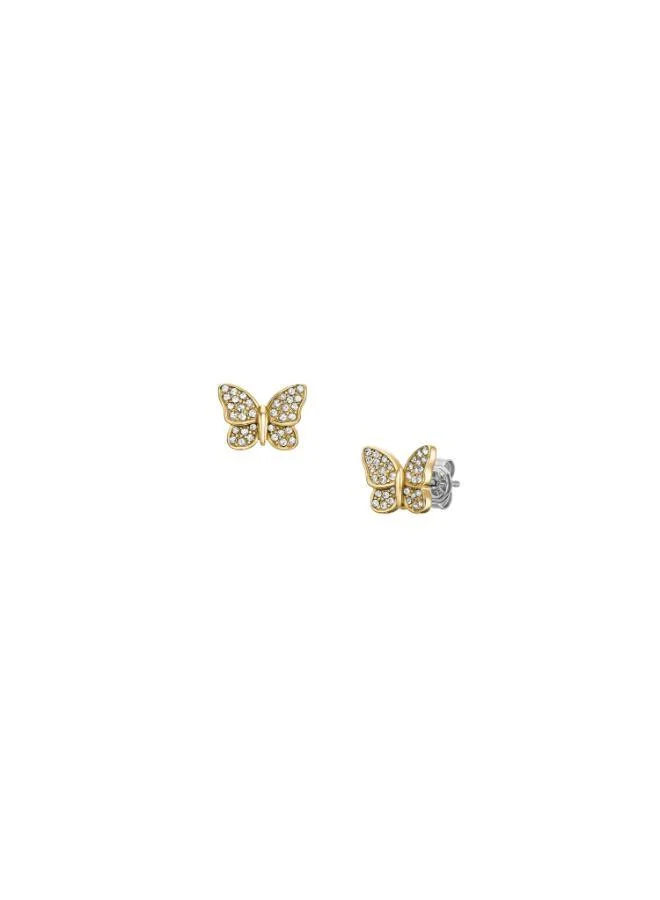 FOSSIL Butterfly Gold-Tone Stainless Steel Stud Earrings