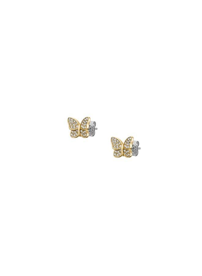 FOSSIL Butterfly Gold-Tone Stainless Steel Stud Earrings - Image 3