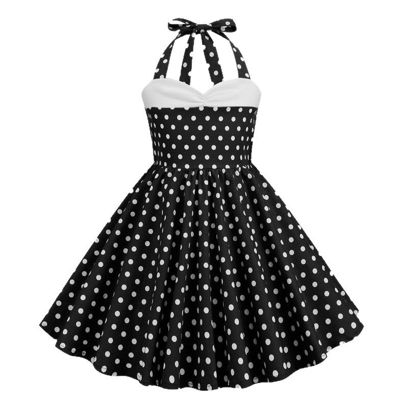 Girls Polka Dot Halter Neck Dress - Image 4