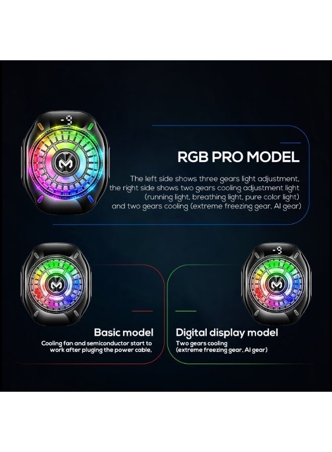 ميمو مروحة تبريد CX10 بتصميم جديد، وإضاءة RGB، وشاشة عرض درجة الحرارة، مبرد للهواتف المحمولة للألعاب + موزع حرارة أسطوري - Image 4