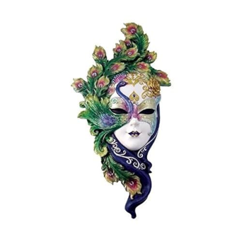 Top Collection Lady Peacock Venetian Style Carnival Mask - Decorative Hanging Wall Decor in Hand-Painted Color - 13.75-Inch Collectible Masquerade Party Mask Costume - Image 1