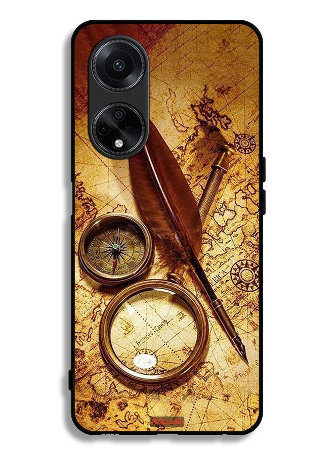 Tolwak Oppo A98 5G Protective Case Cover Vintage Compass - Image 1