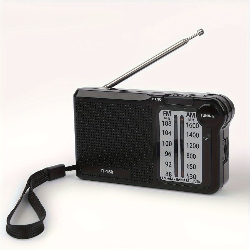 Slivery R-150 Portable AM FM Radio Speaker Headphone Jack 2 AA Battery Indoor Outdoor Emergency Use - Image 1