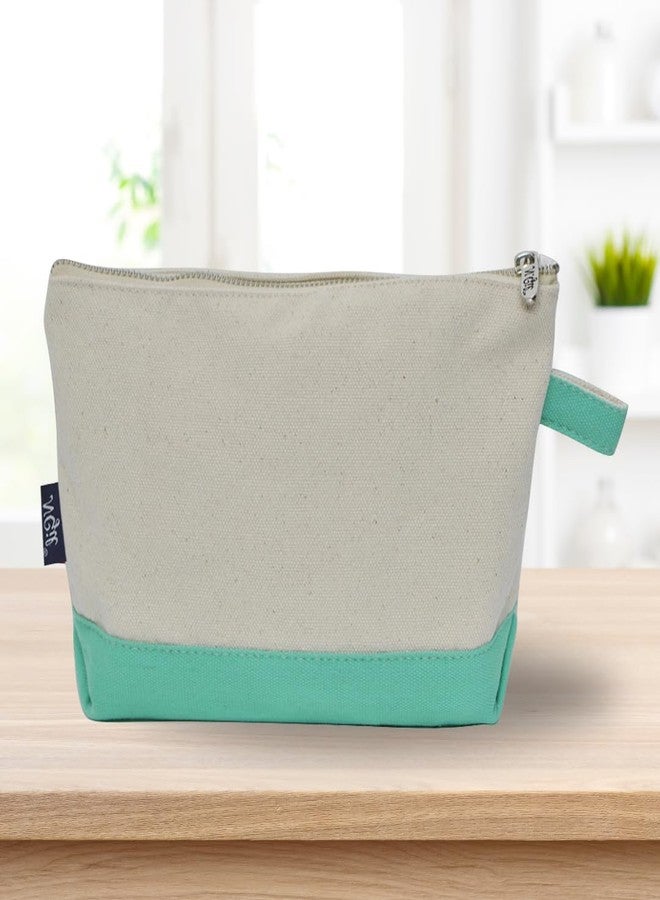 NGIL Jute/Canvas Large Travel DYI Cosmetic Bag Pouch for Women Multipurpose Travel Toiletry Pouch, Personalized Makeup Bag, Best Friend Gift, Bridesmaid Gift Ideas (Jute-Mint) - Image 5